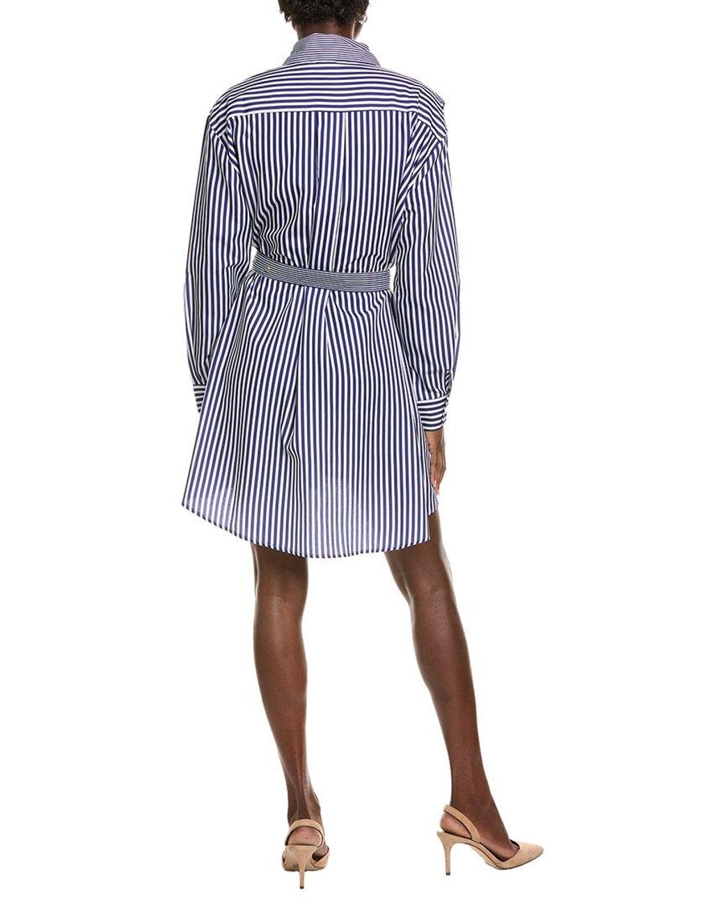 Gracia Blue Contrast Stripe Shirtdress