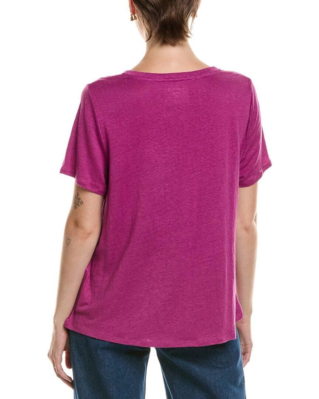 Eileen Fisher Purple Crew Linen T-Shirt