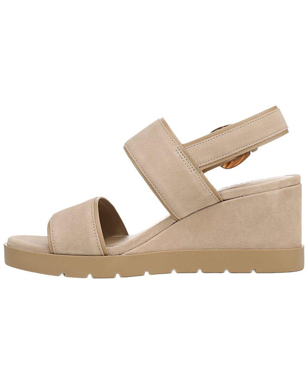 Vince Natural Roma-B Leather Slingback Wedge Sandal