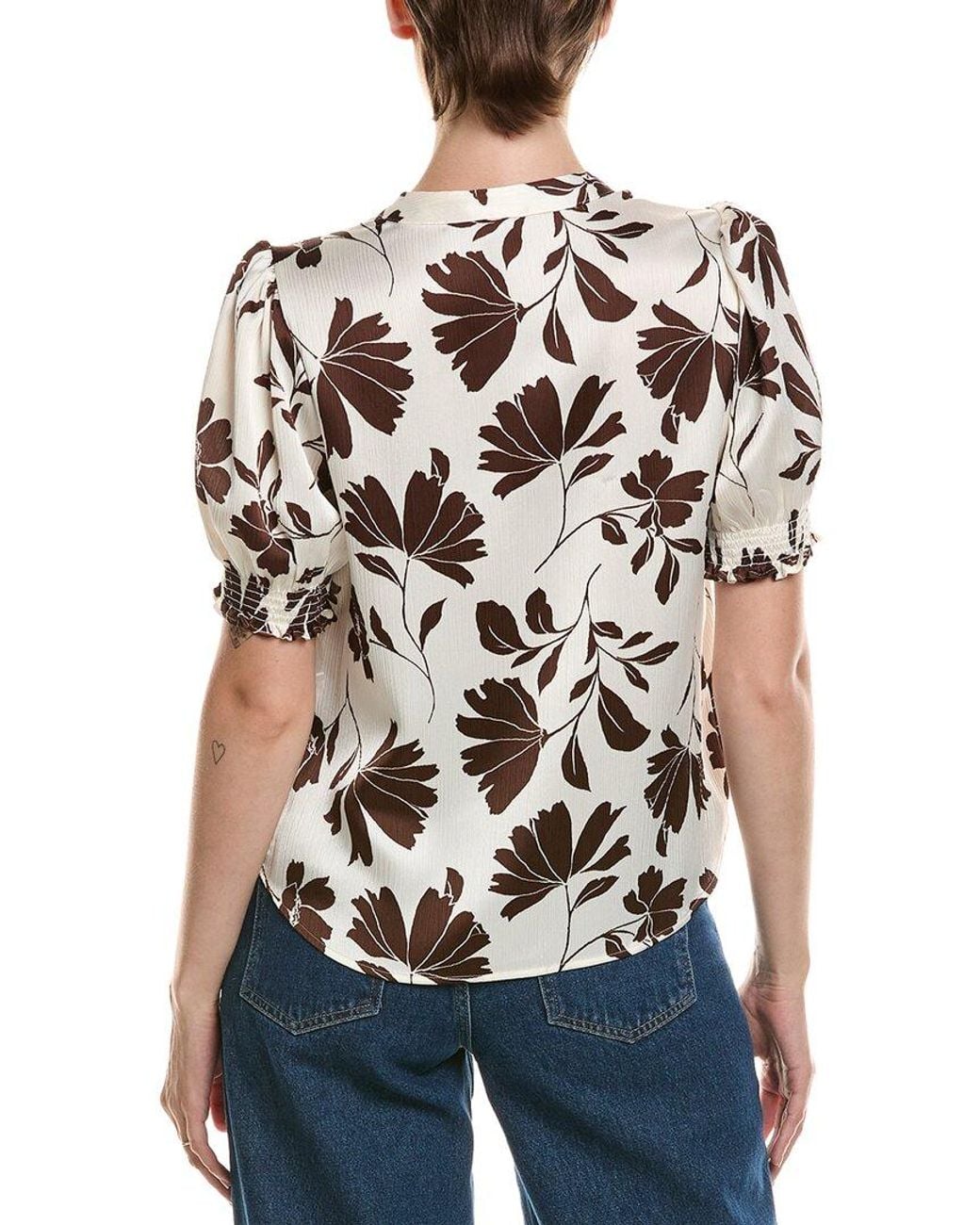 Anne Klein White Petite Y Front Blouse