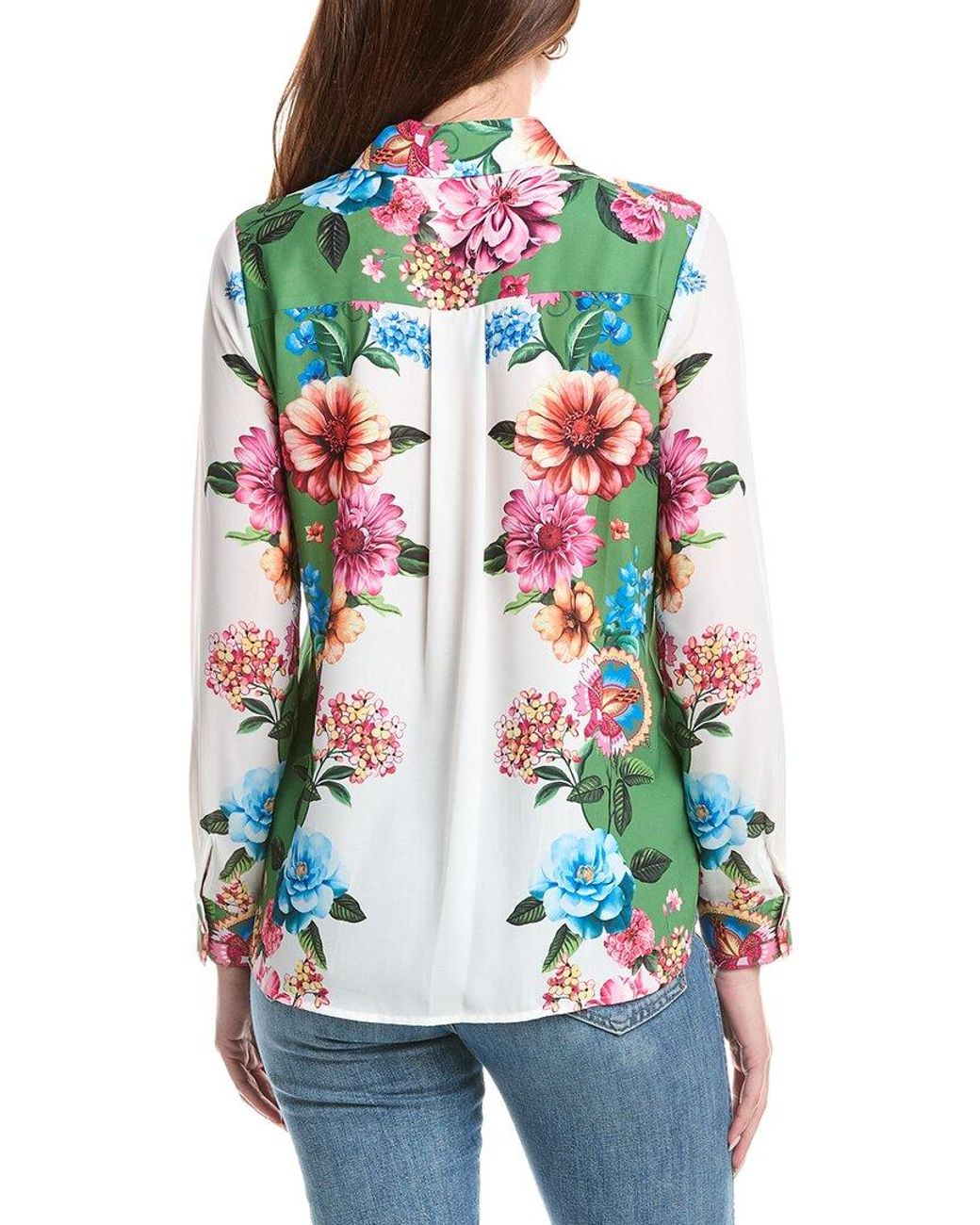 Tahari Red Printed Blouse