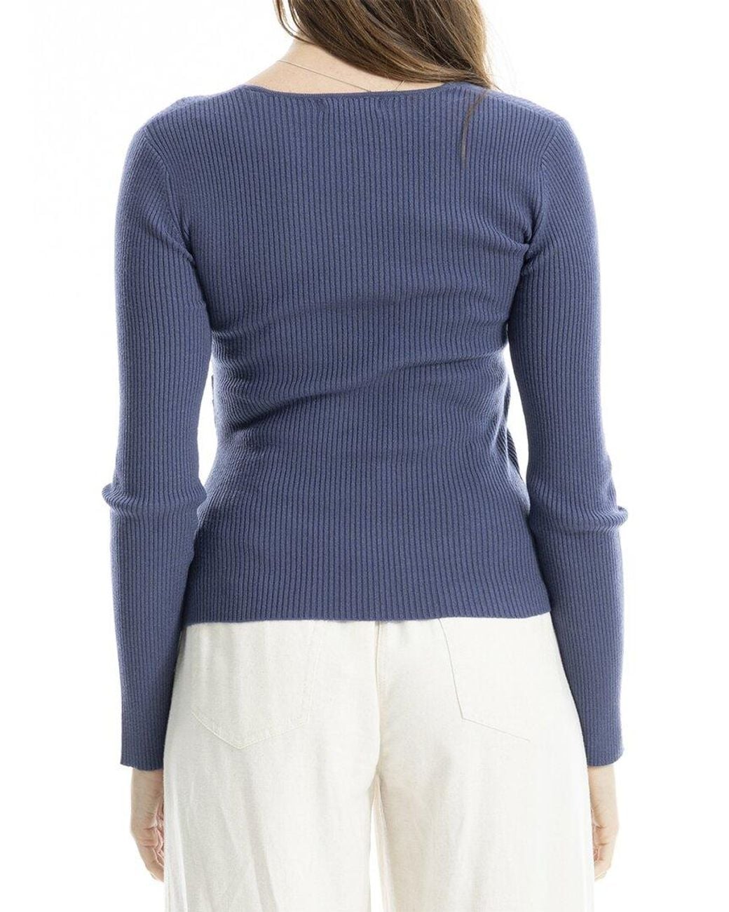 Max Studio Blue Faux Wrap Vneck Sweater
