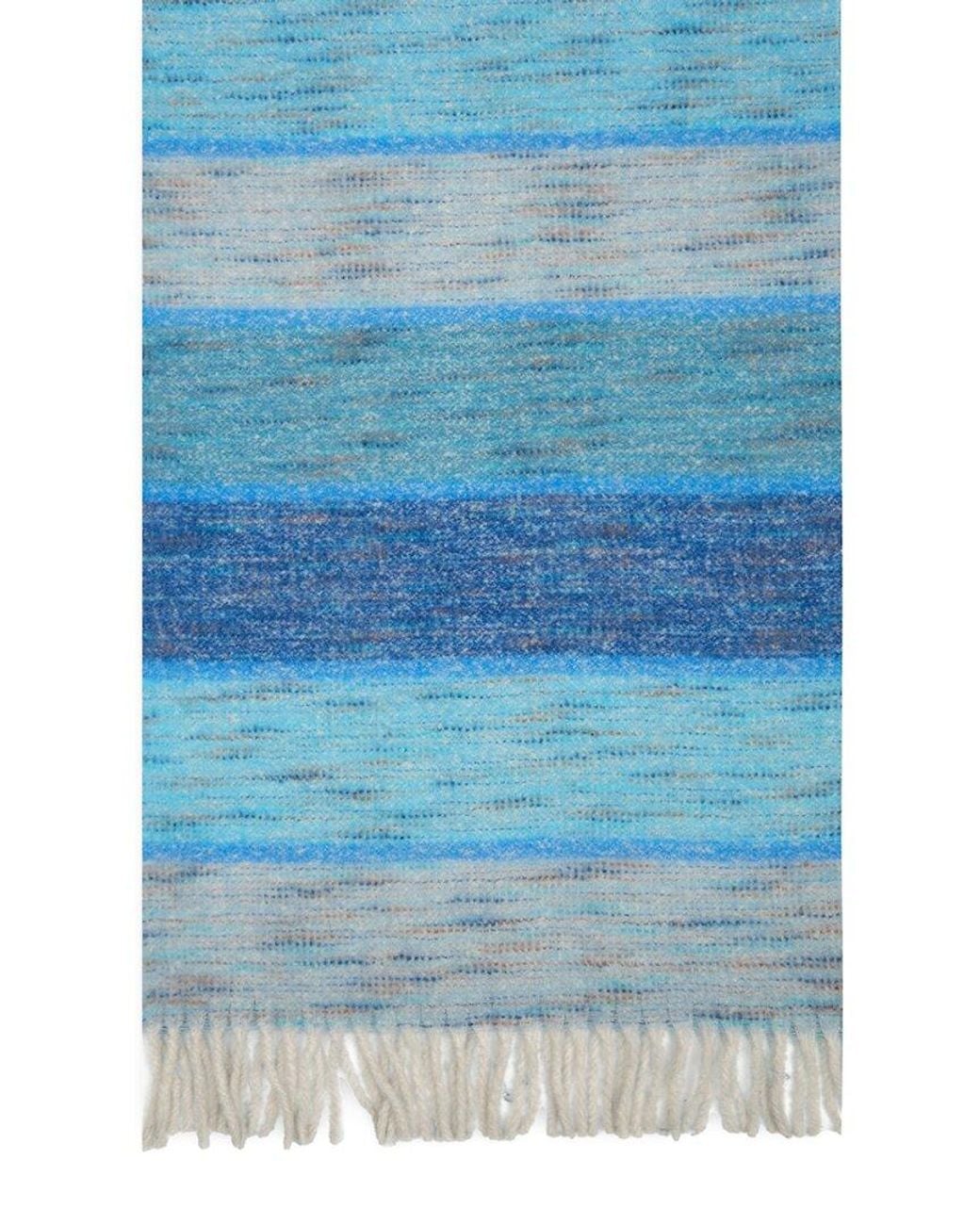 Saachi Blue Cozy Oversized Fringe Scarf