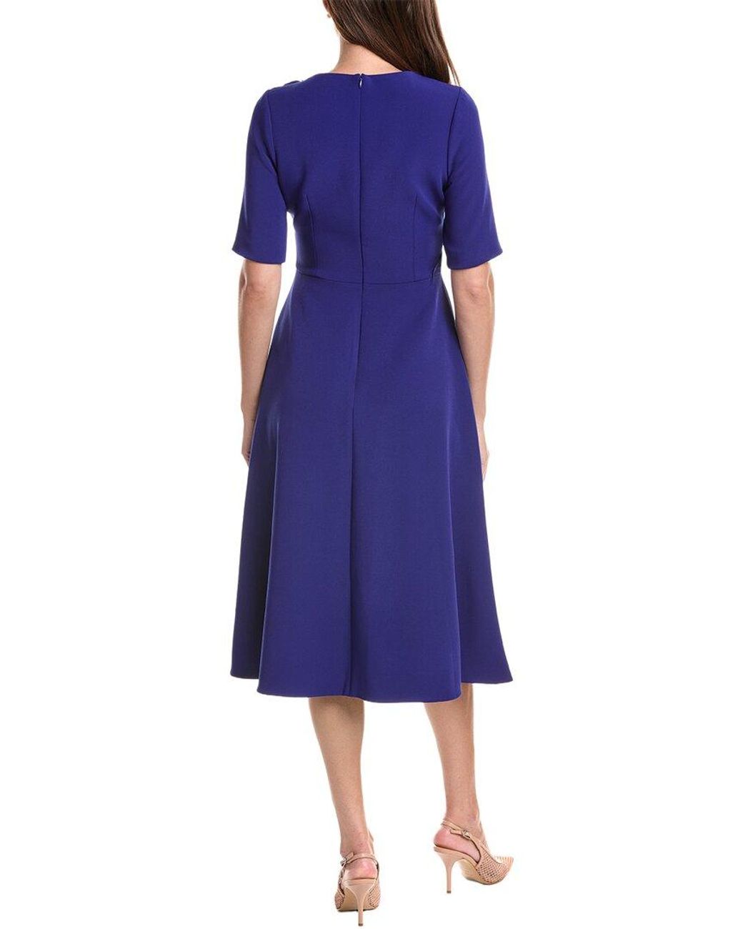 Teri Jon Blue Crepe Flower Applique Dress