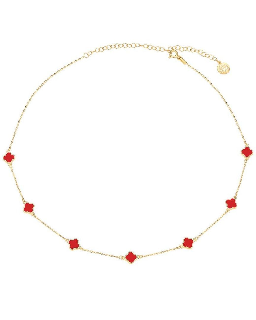 Gabi Rielle White Shining Moment 14k Over Silver Cz Scarlet Clover Necklace