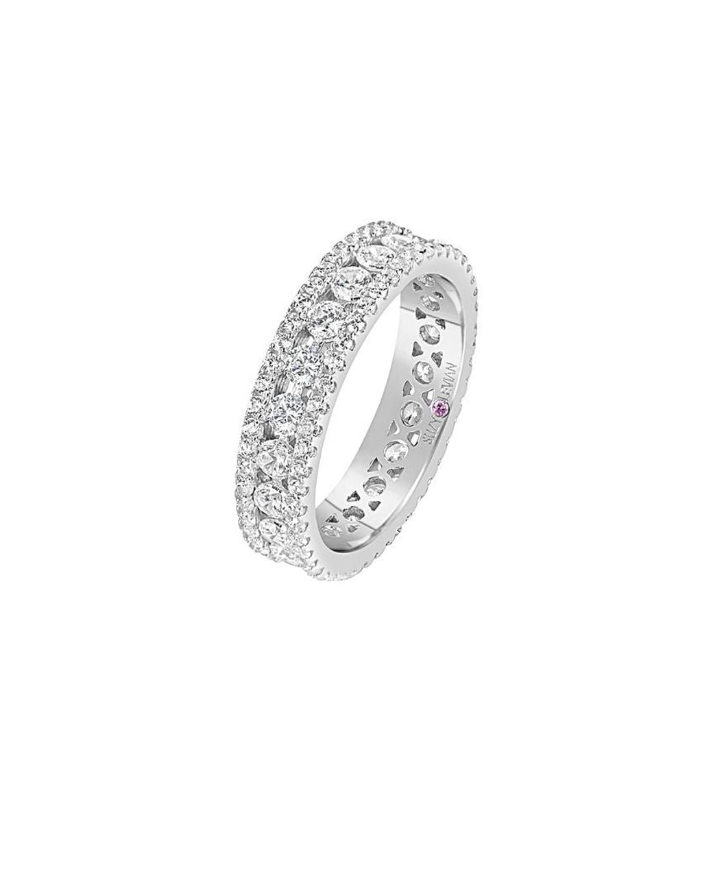 Suzy Levian CZ Jewelry White Suzy Levian Cz Three Row Modern Eternity Ring