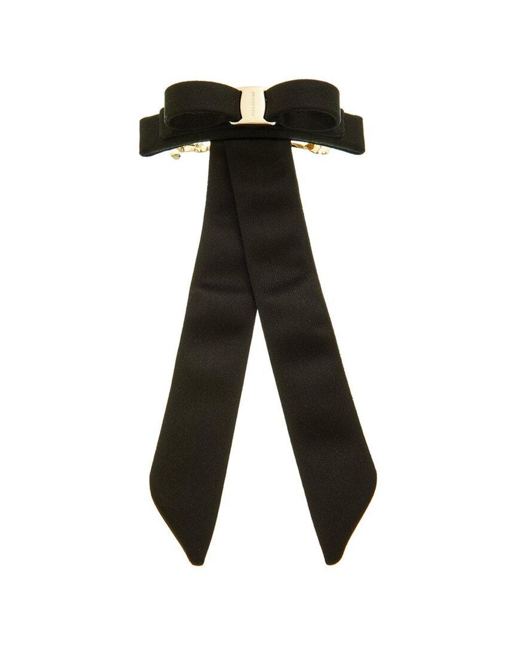 Ferragamo Black Vara Bow Silk-Blend Hair Clip