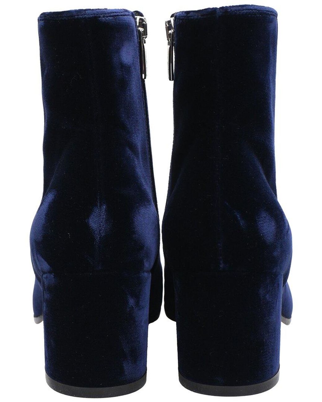 Gianvito Rossi Blue Velvet Round-Toe Bootie (Authentic Pre-Loved)