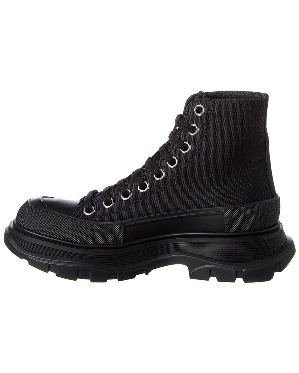 McQueen Black Tread Slick Canvas Boot