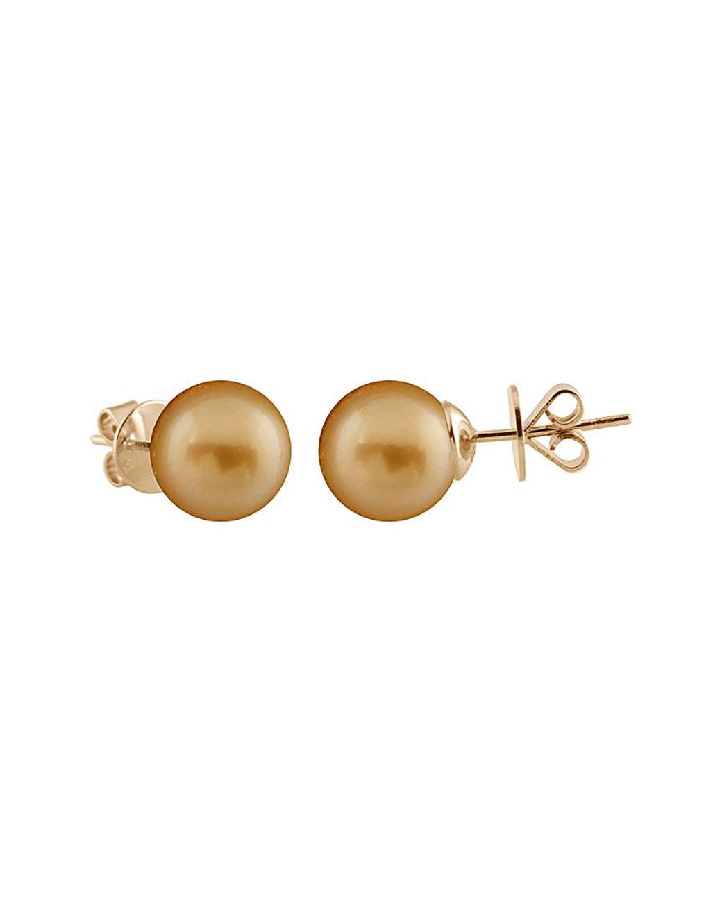 new pair of 10-11mm south sea round white pearl earring 14k