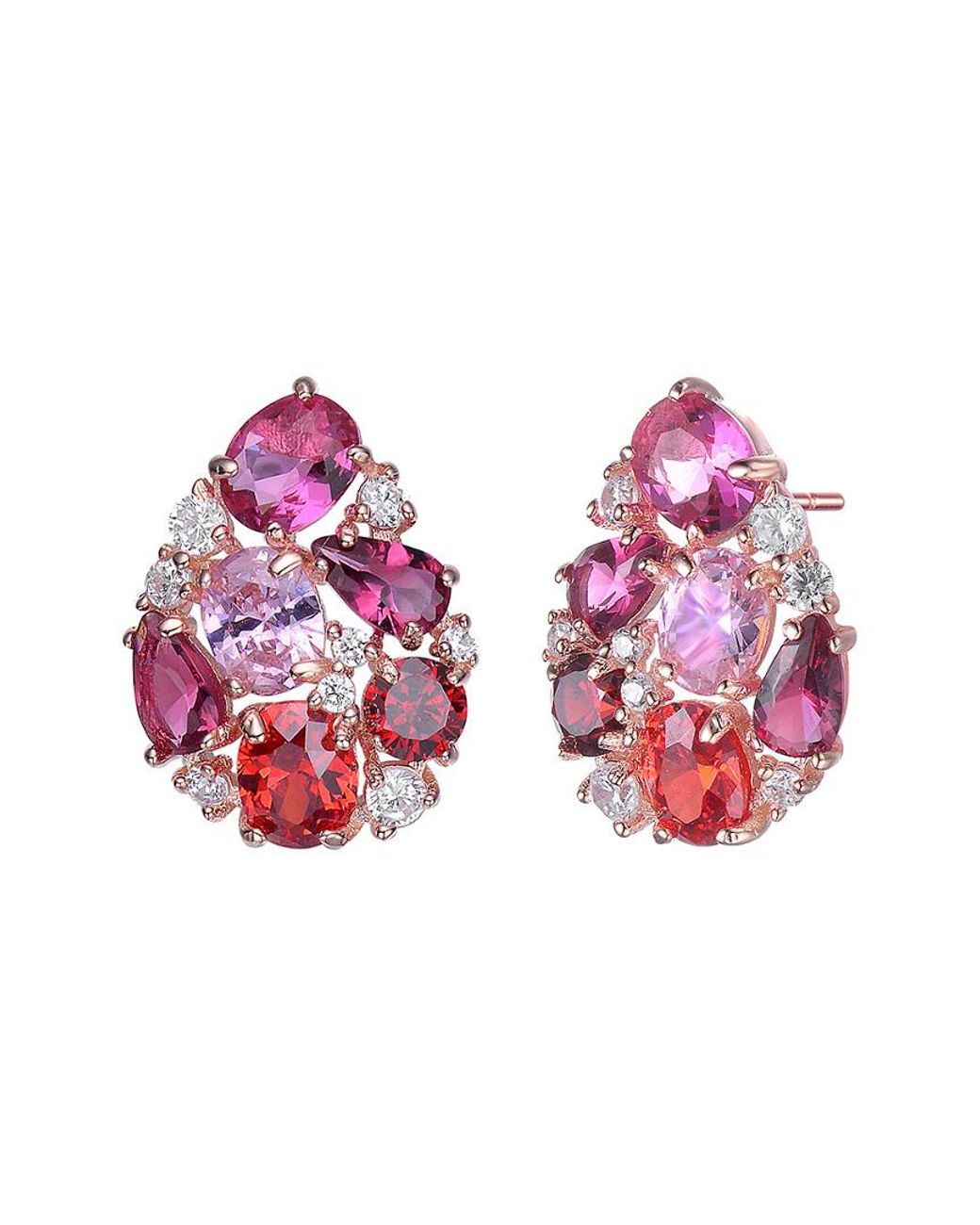 Genevive Jewelry Pink 14k Rose Gold Vermeil Earrings