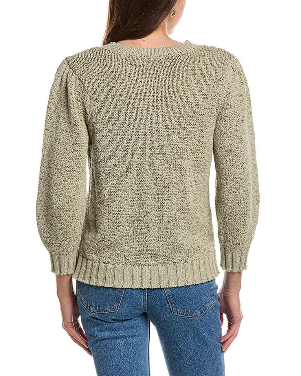 Design History Blue Elbow Puff Sleeve Pullover