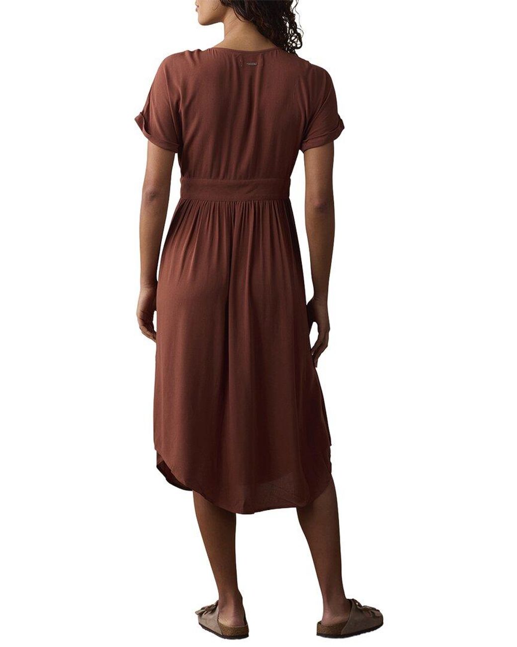 The Normal Brand Brown Deep V Button-Thru Dress