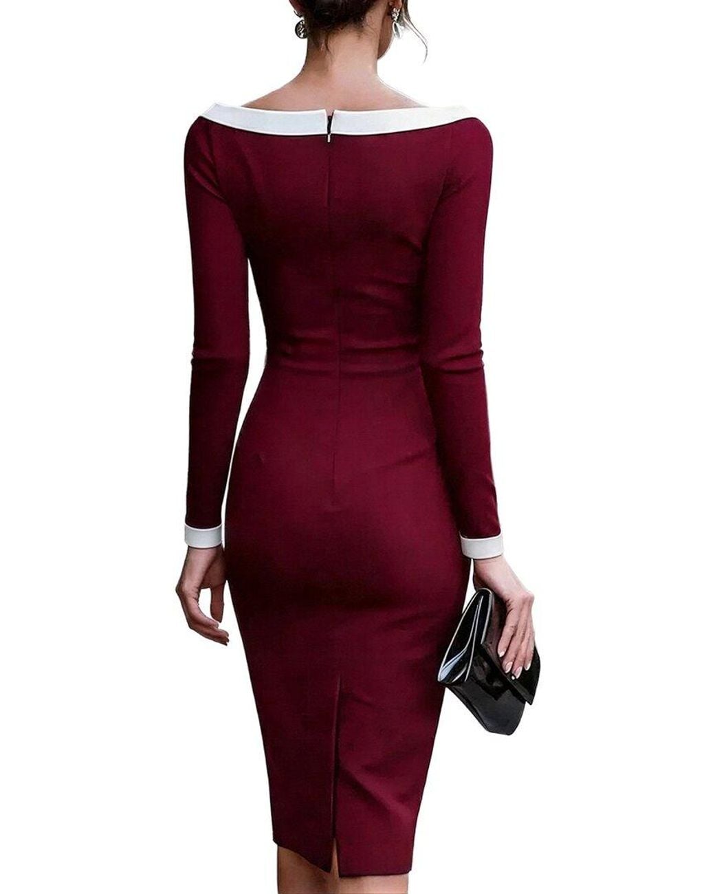 Tedora Red Long Sleeve Midi Dress