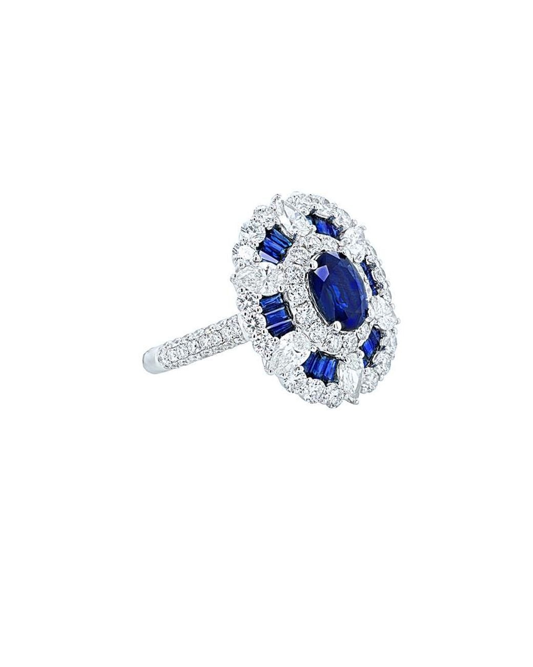 Diana M Blue Fine Jewelry 18k 5.37 Ct. Tw. Diamond & Sapphire Ring