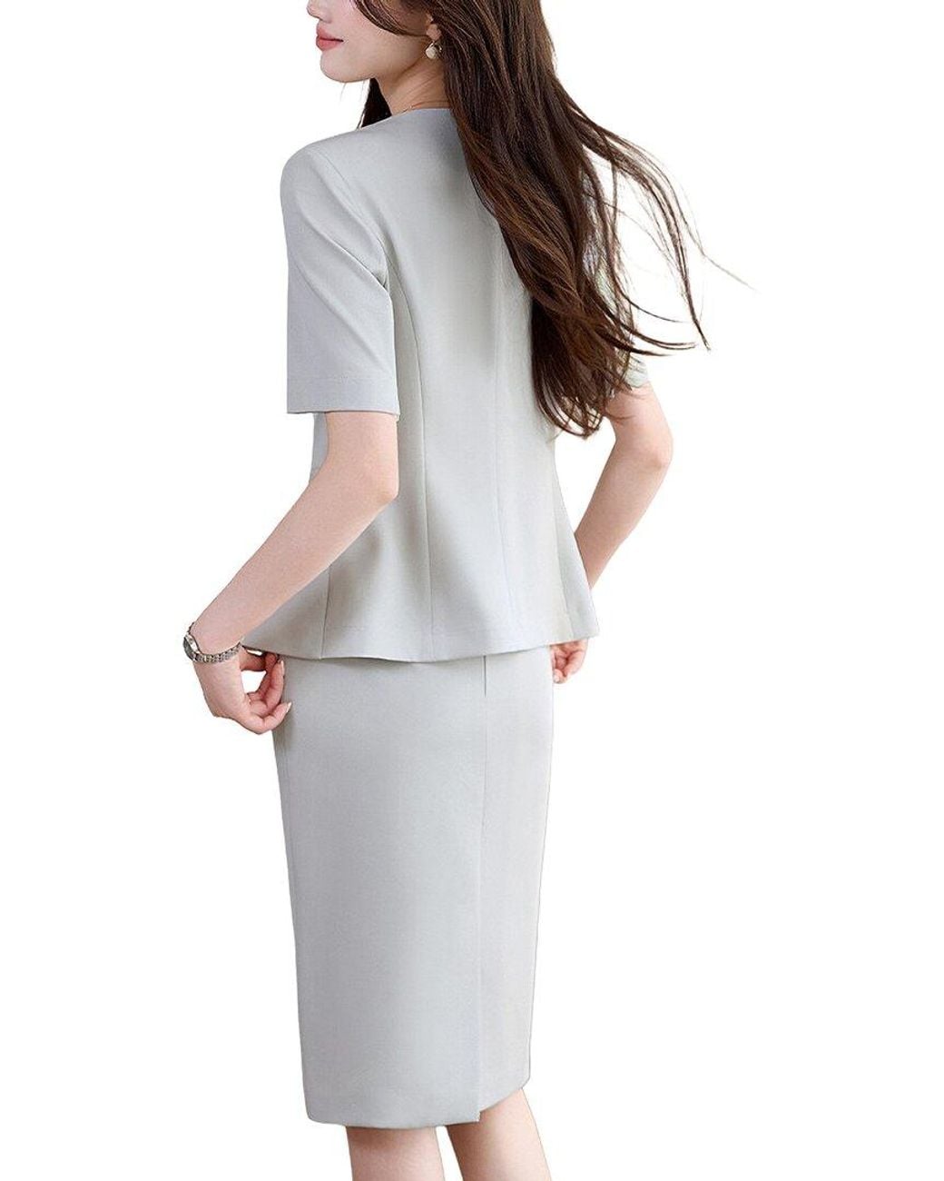 Olivia Taylor Gray 2Pc Blazer & Skirt Set