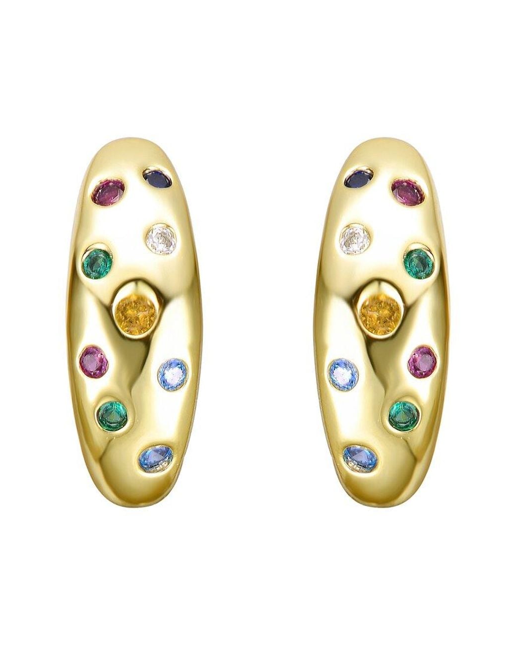 Rachel Glauber Metallic 14K Plated Cz Hoop Earrings