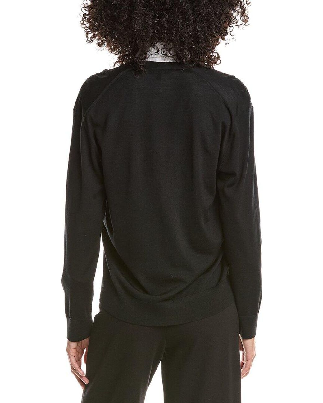 Theory Black V-Neck Wool Cardigan