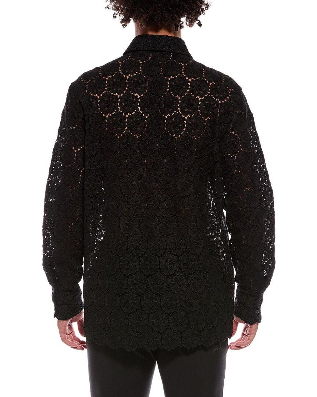 Valentino Black Embroidered Lace Shirt for men