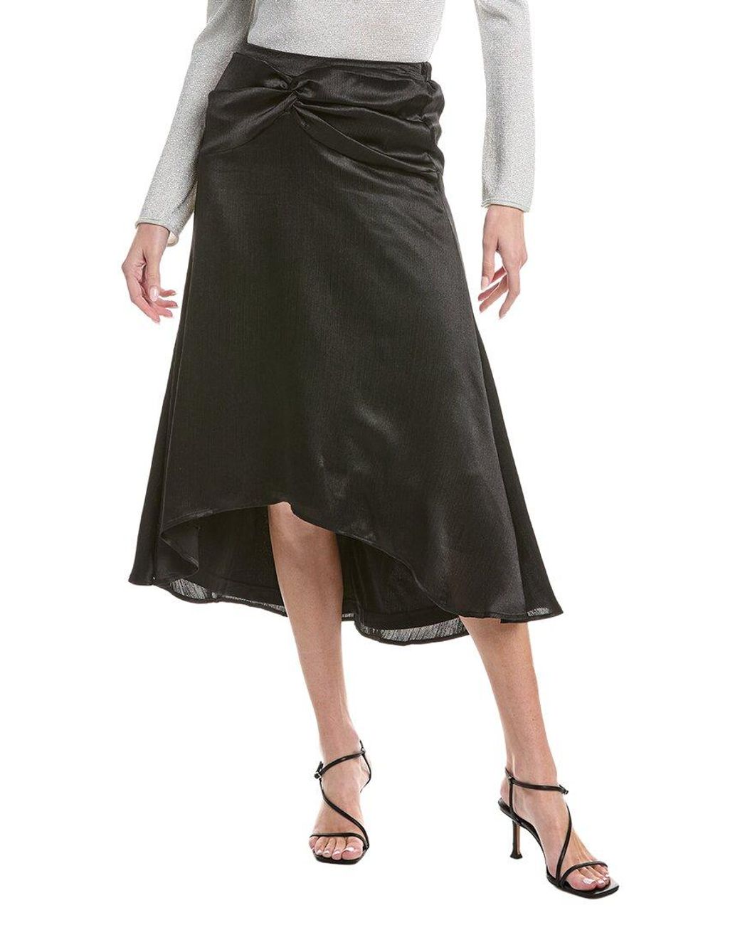 Nicole Miller Green Solid Skirt