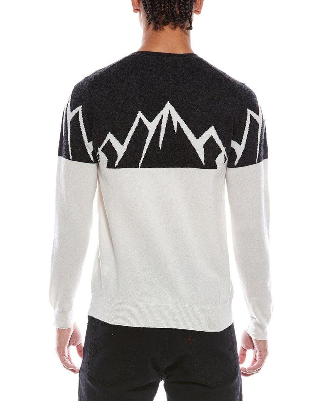 Brodie Cashmere Black Landscape Wool & Cashmere-Blend Crewneck Sweater for men