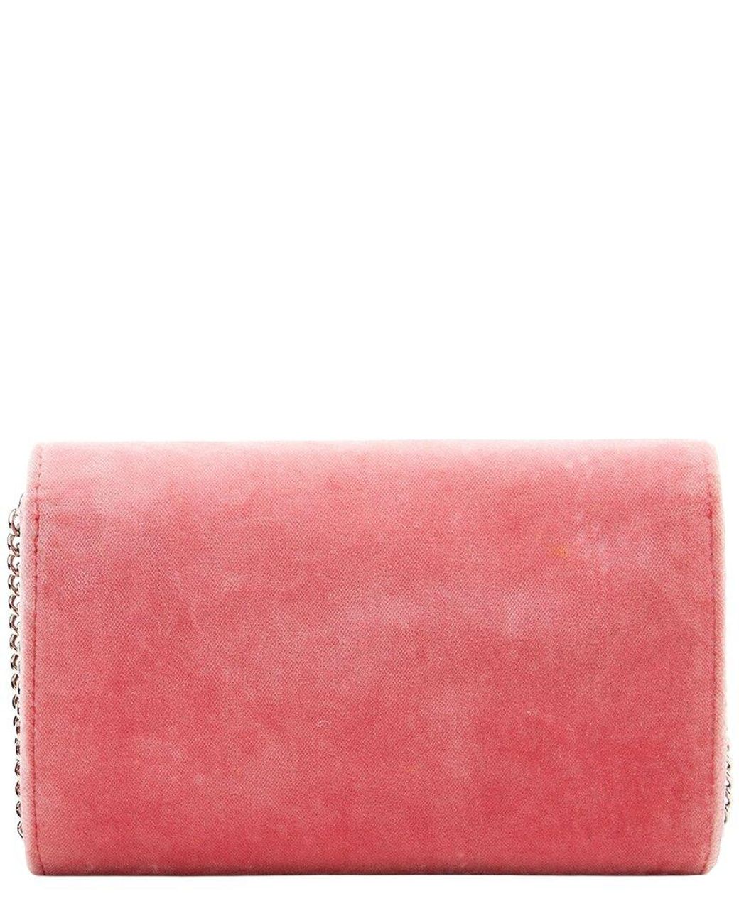 Fendi Pink Velvet Kan I F Wallet On Chain (Authentic Pre-Loved)