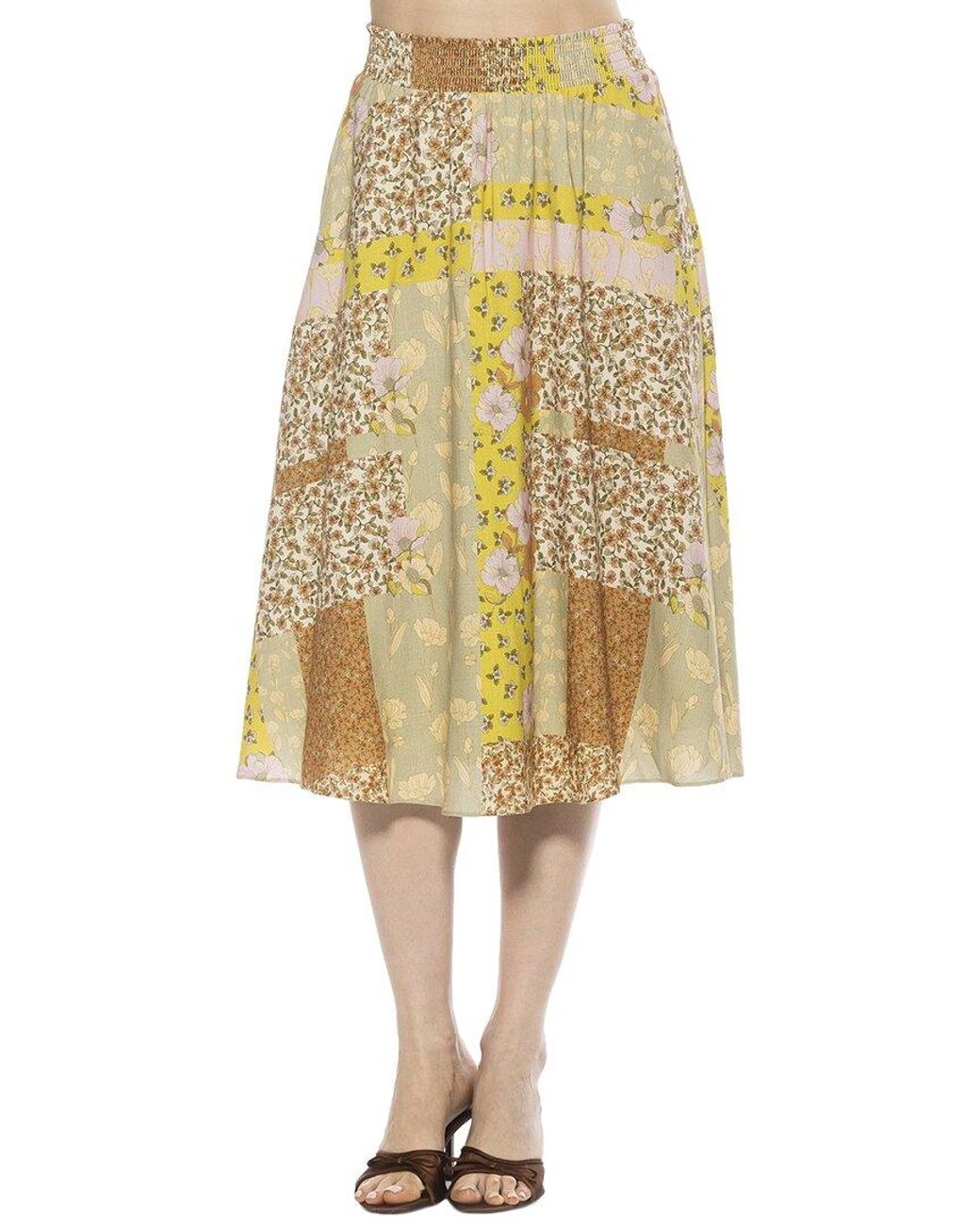 Alexia Admor Yellow Kliene Linen-Blend Skirt