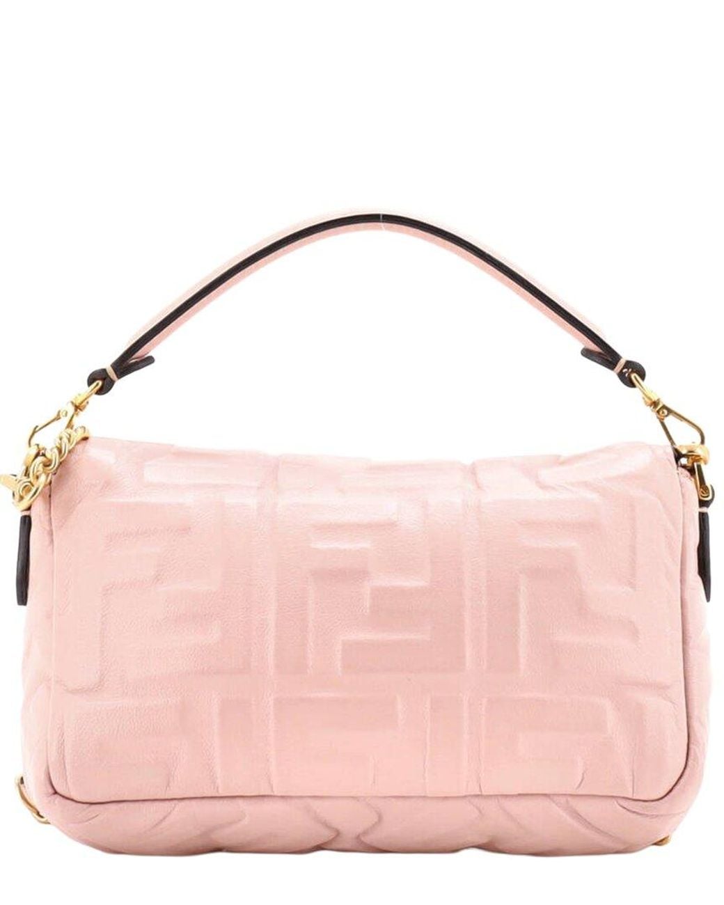 Fendi Pink Zucca Embossed Leather Baguette Nm Bag Mini (Authentic Pre-Loved)