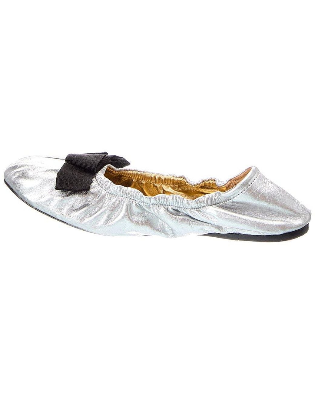SCHUTZ SHOES White Suzanne Leather Ballet Flat