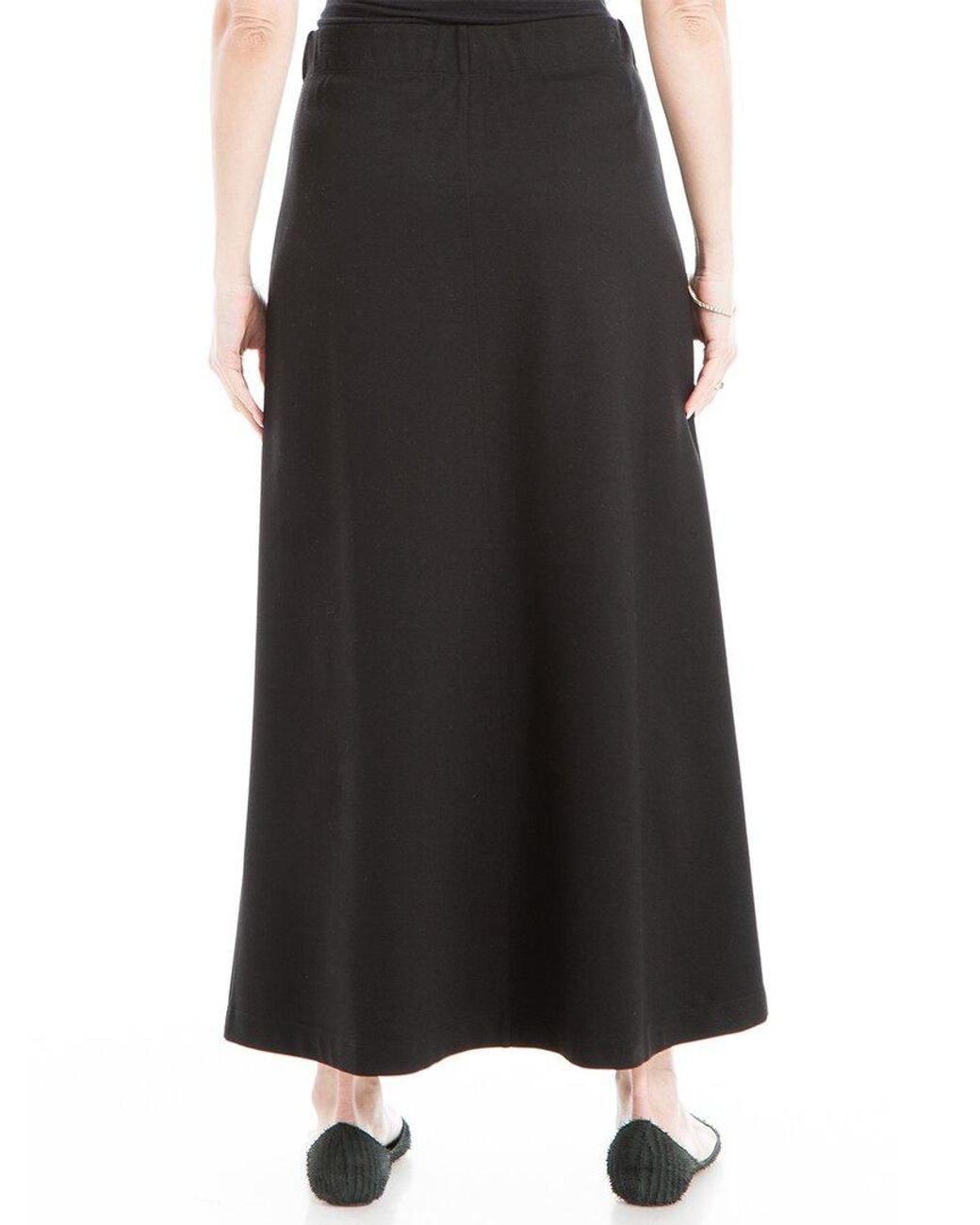 Max Studio Black Button Front Midi Skirt