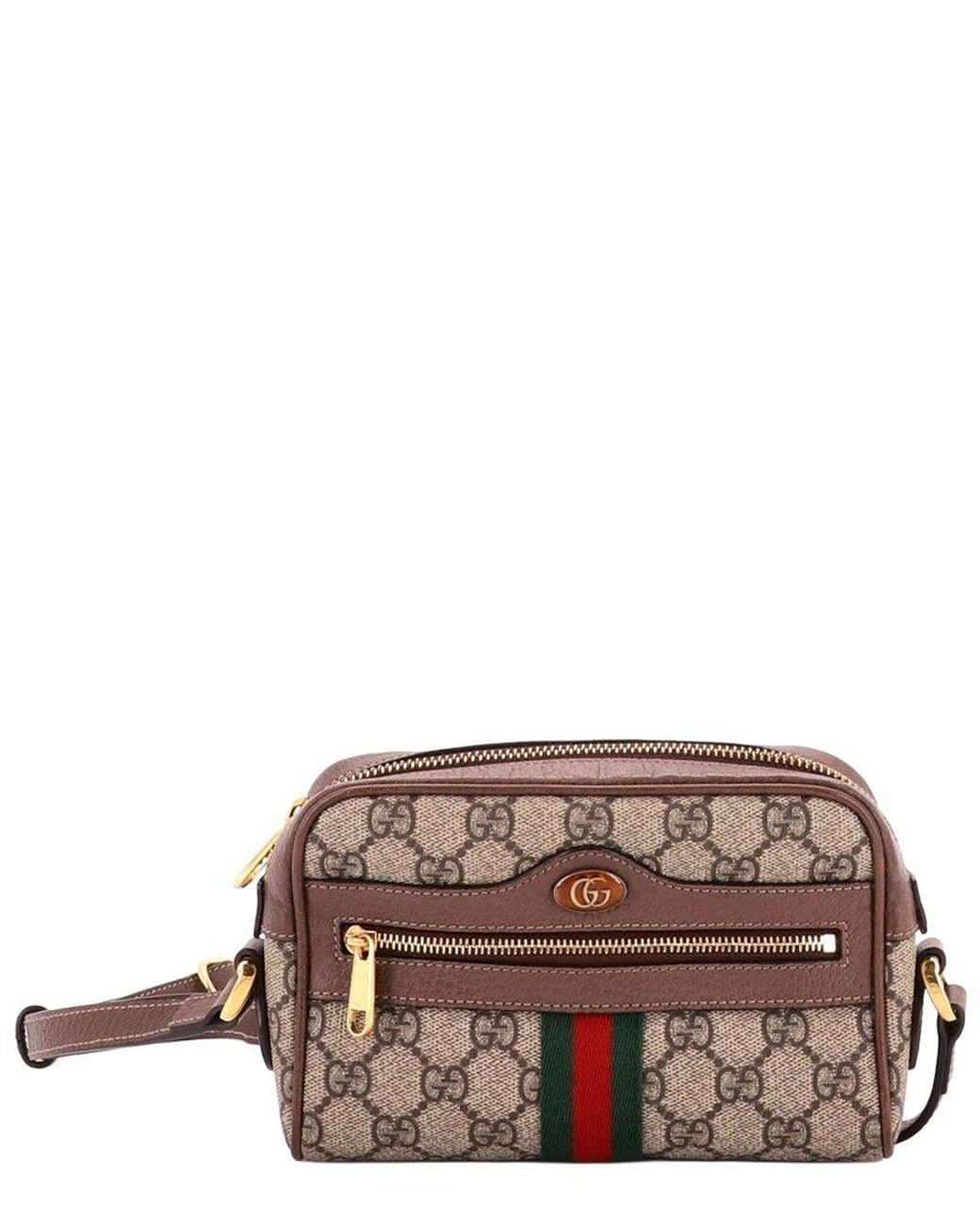 Gucci Brown Gg Coated Canvas Ophidia Shoulder Bag Mini (Authentic Pre-Loved)
