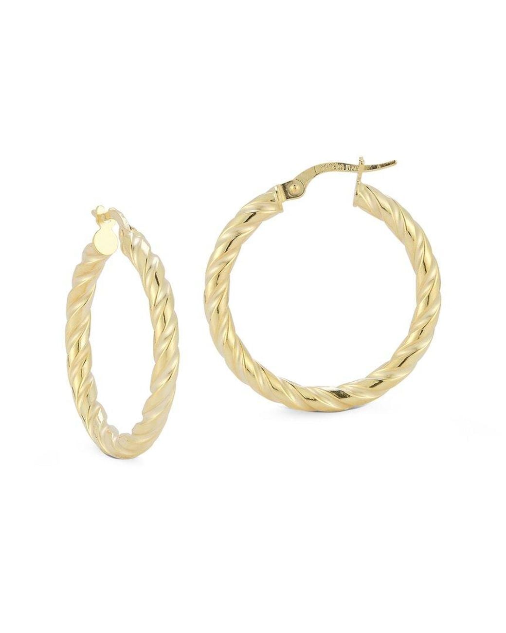 Italian Gold Metallic 14k Medium Twist Hoops
