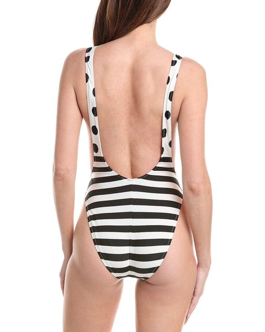 Norma Kamali White Spliced Marissa One-Piece