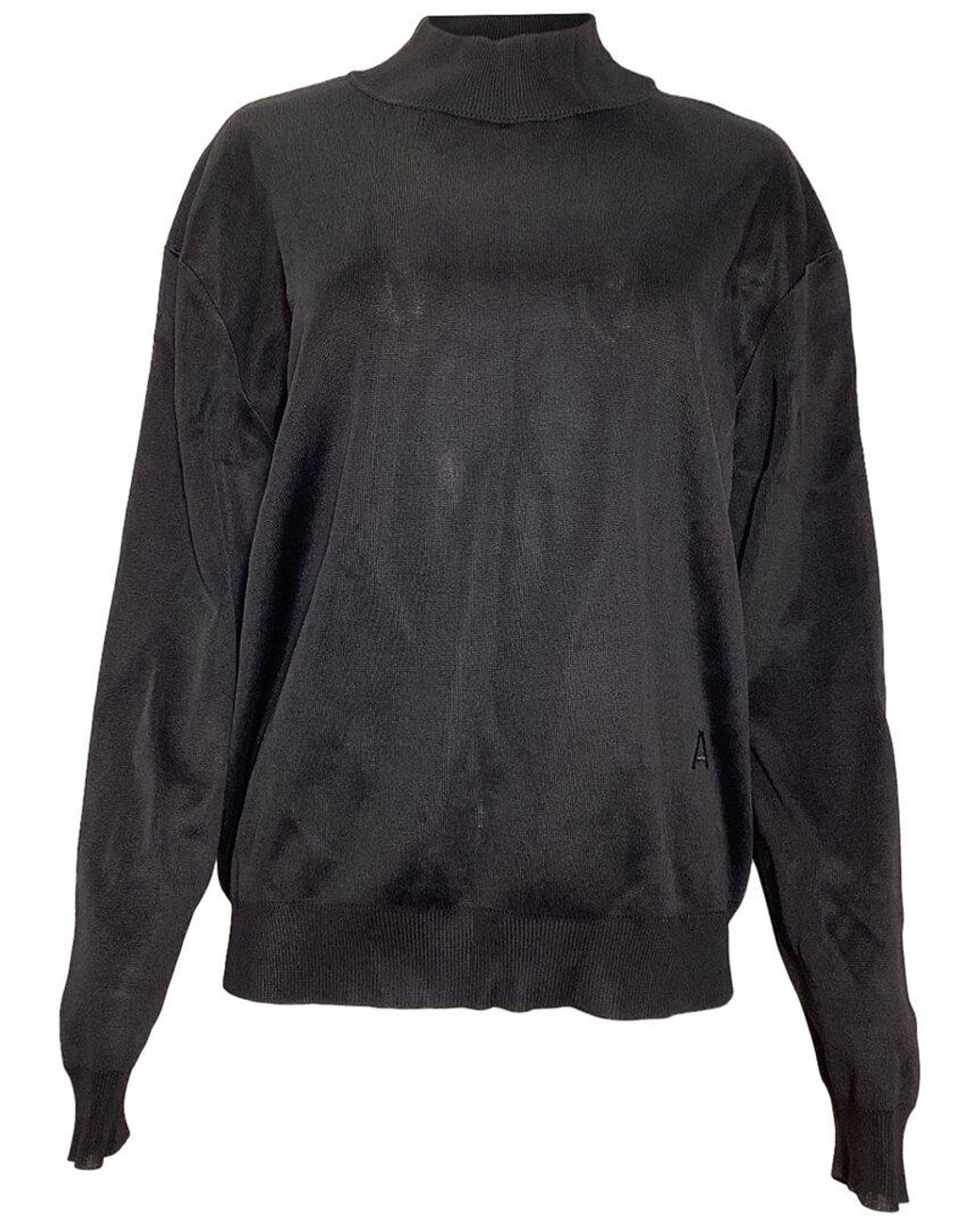 Alaïa Gray Alaïa Embroidered Logo Mock Neck Sweater, Size Fr 40 (authentic Pre-loved)