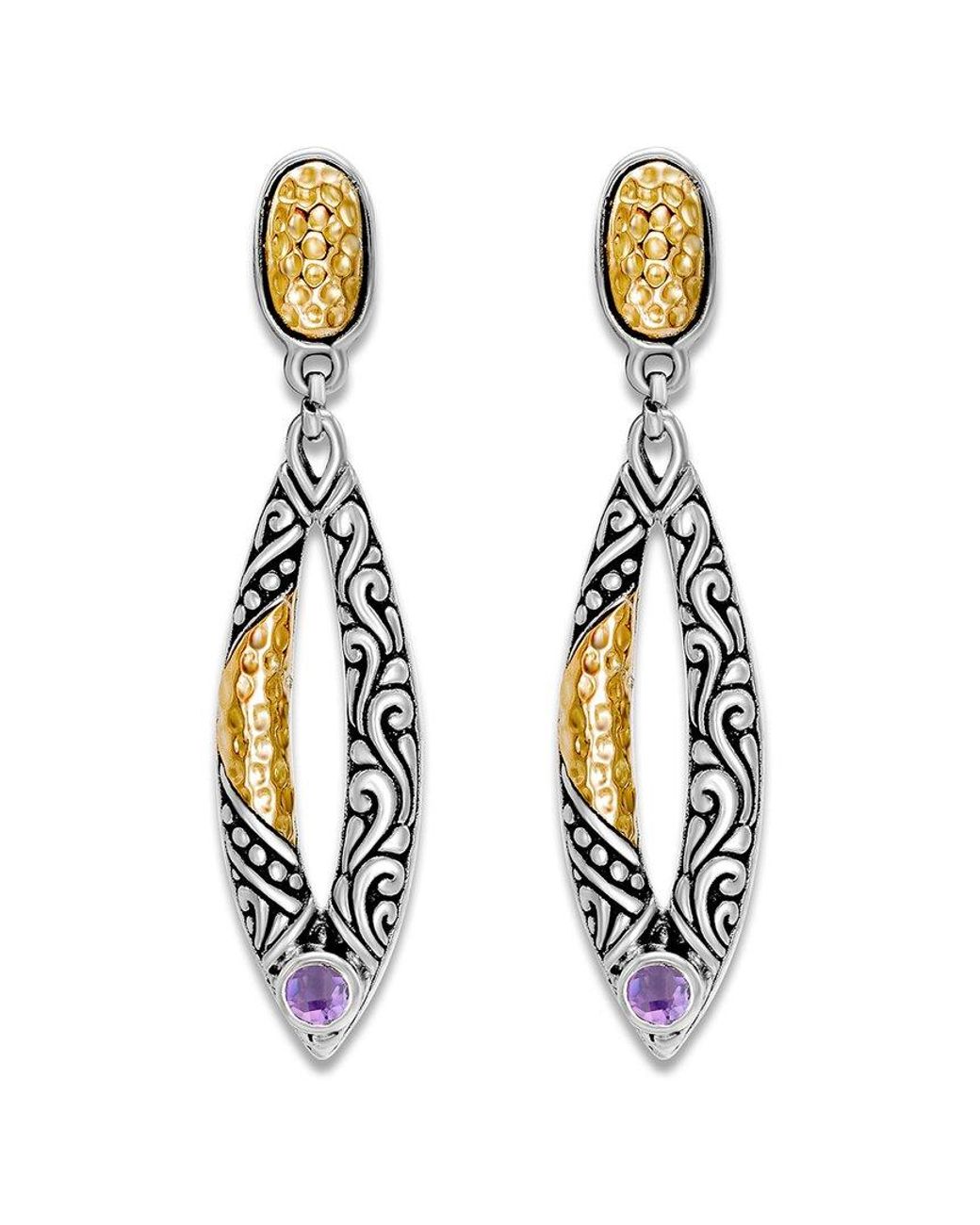Samuel B. Metallic 0.20 Ct. Tw. Amethyst Drop Earrings