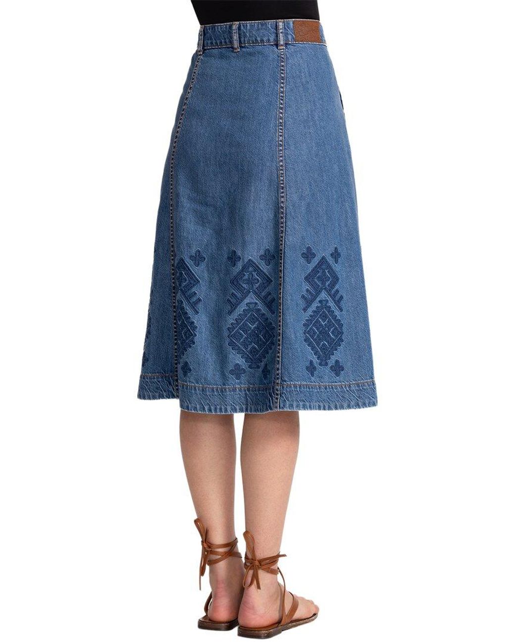 Johnny Was Blue The Panel Denim Skirt