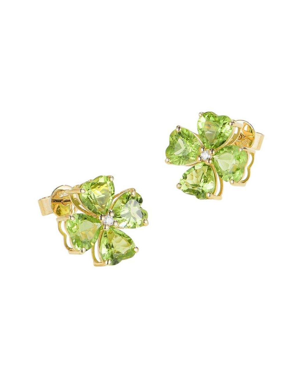 Kai Fine Jewelry Green 14K 4.53 Ct. Tw. Diamond & Peridot Stud Earrings