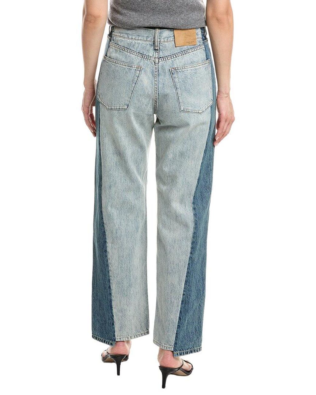 Rag & Bone Blue Shea High-Rise York Spliced Ankle Straight Jean