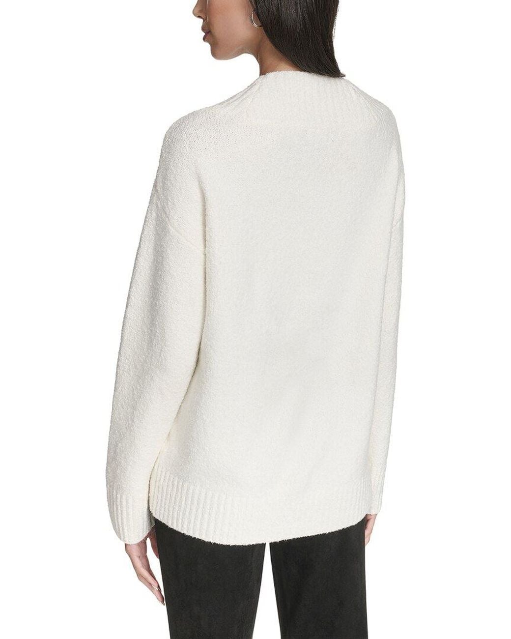 Halston Heritage White V-Neck Boucle Sweater