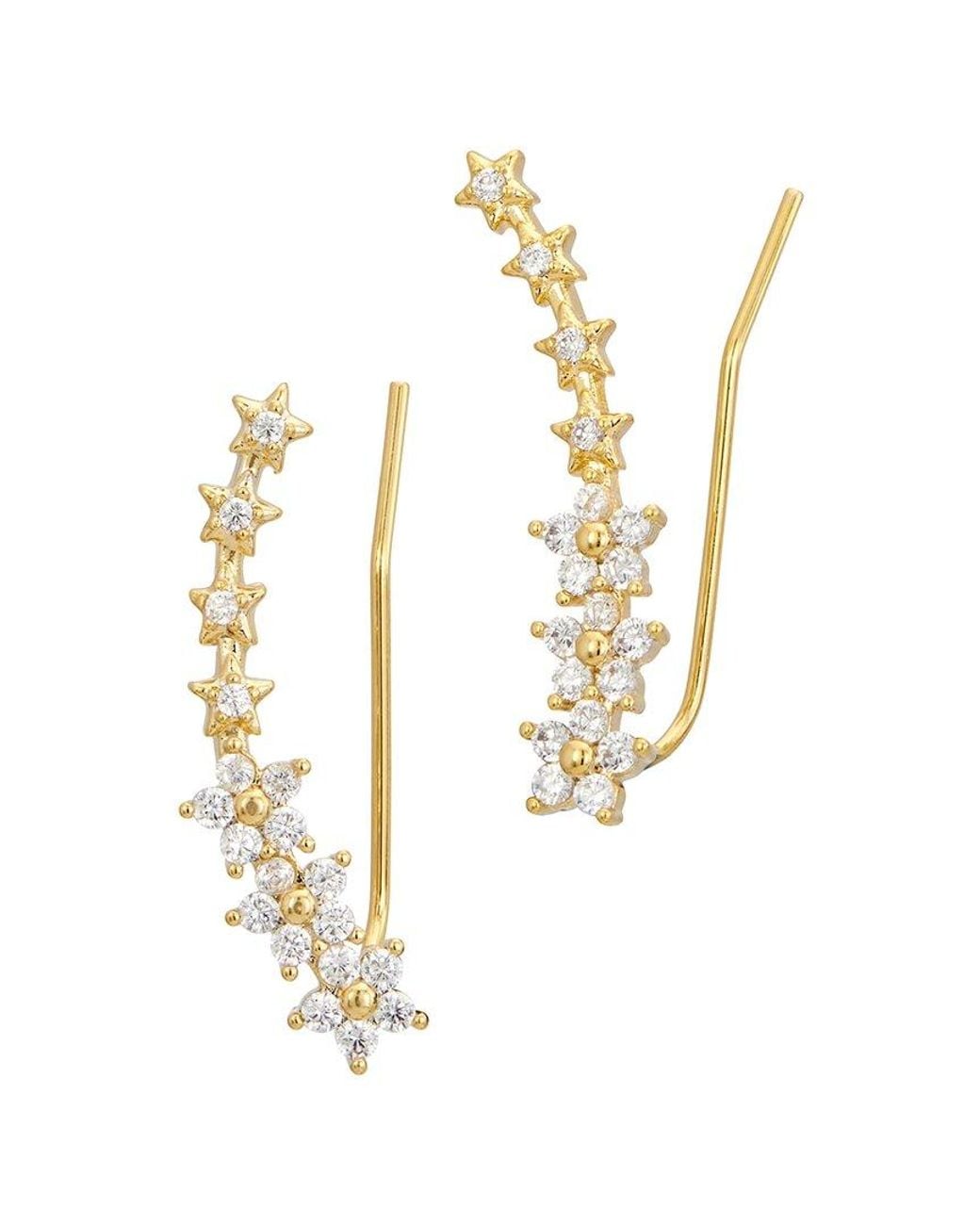 Savvy Cie White 18K Plated Cz Climber Earrings
