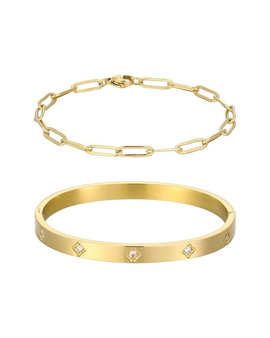 Adornia Metallic 18K Plated Stainless Steel Cz Bracelet