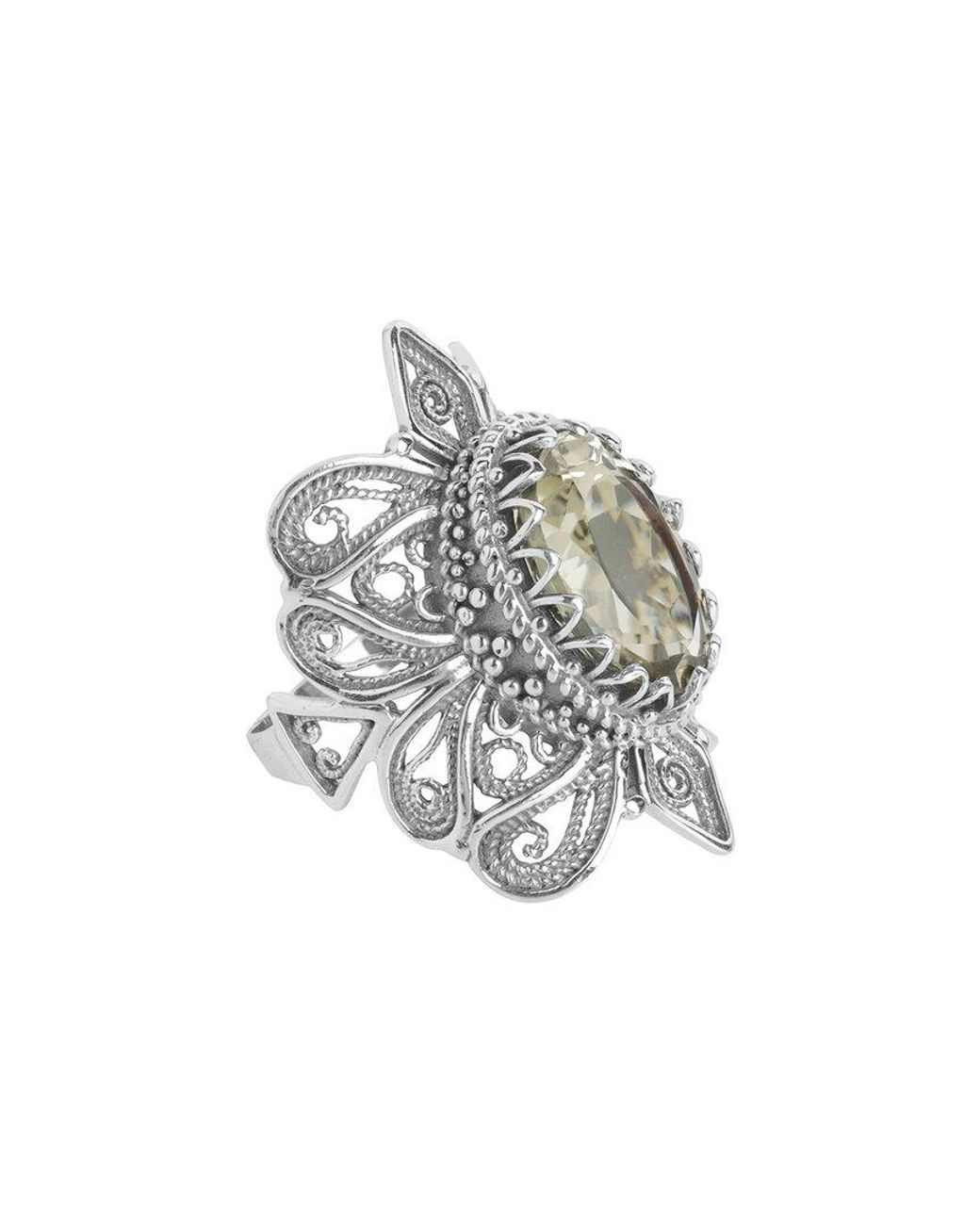 TIRAMISU White .925 Sterling Silver 5.47 Ct. Tw. Green Amethyst Ring