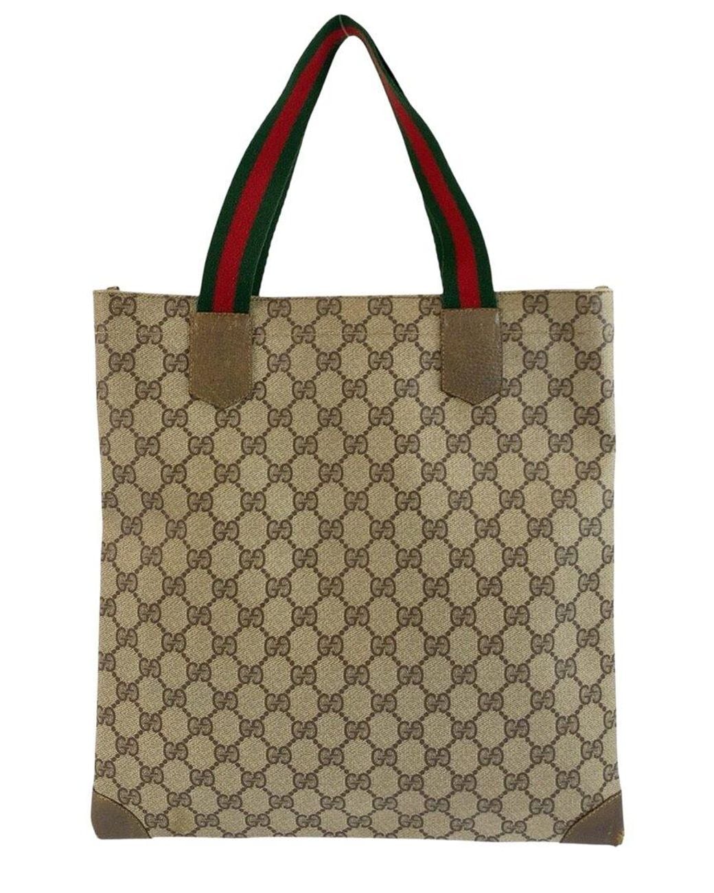 Gucci Brown Gg Supreme Canvas Sherry Line Tote (Authentic Pre-Loved)
