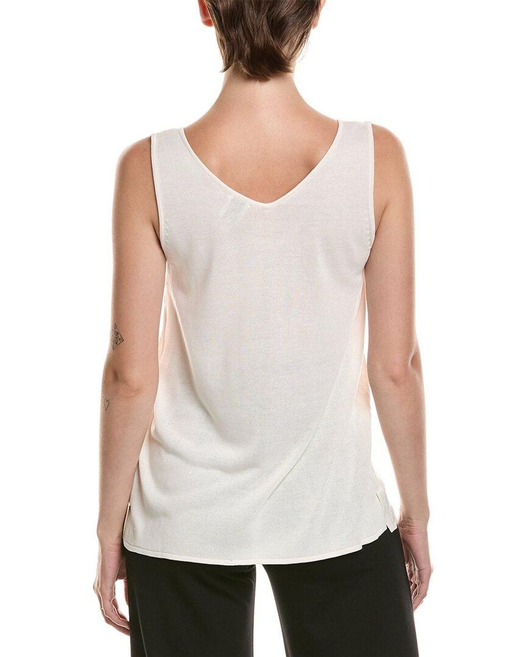 Anne Klein White Sequins V-Neck Tank