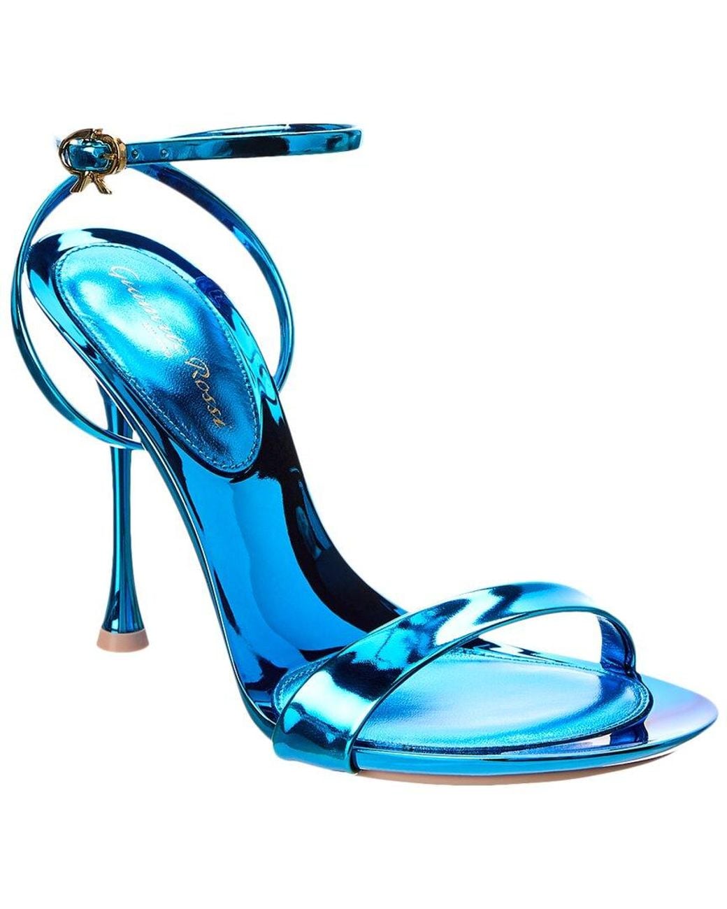 Gianvito Rossi Blue Spice Ribbon 95 Leather Sandal