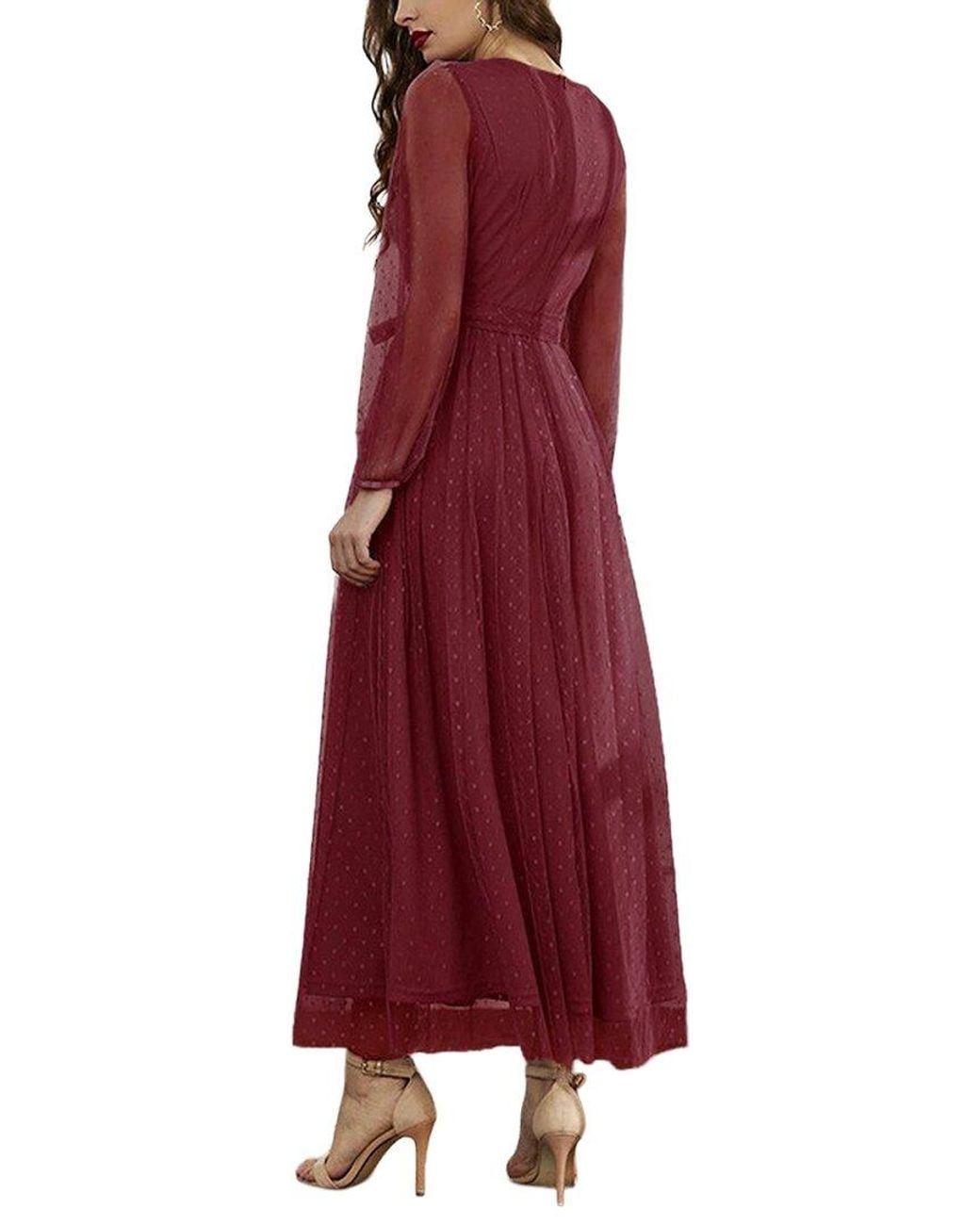 COLON DIANA Red Solid Maxi Dress