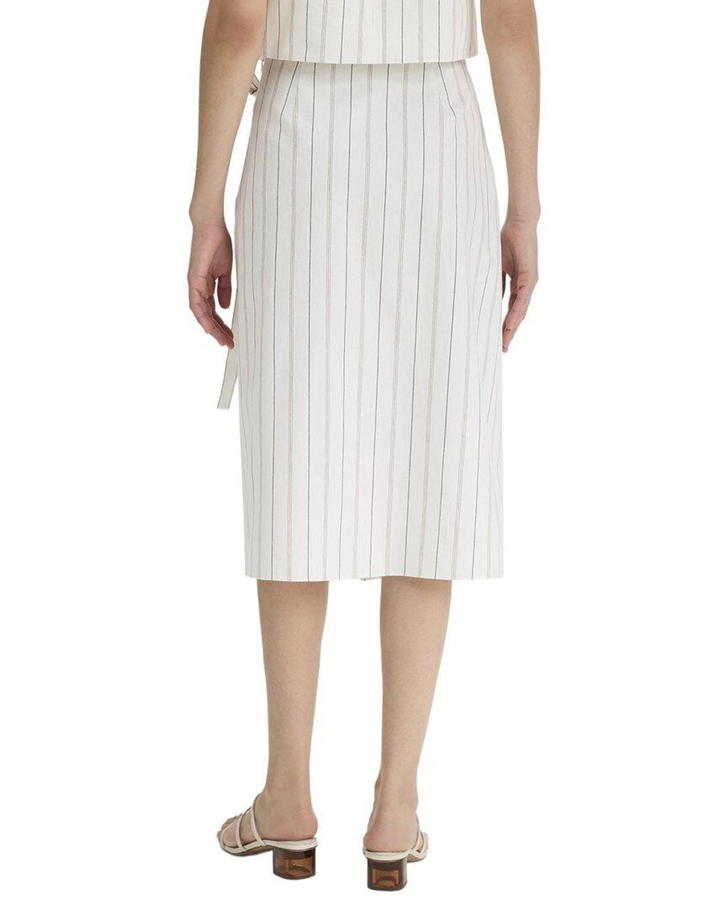 Vince White Seedling Stripe Wrap Skirt