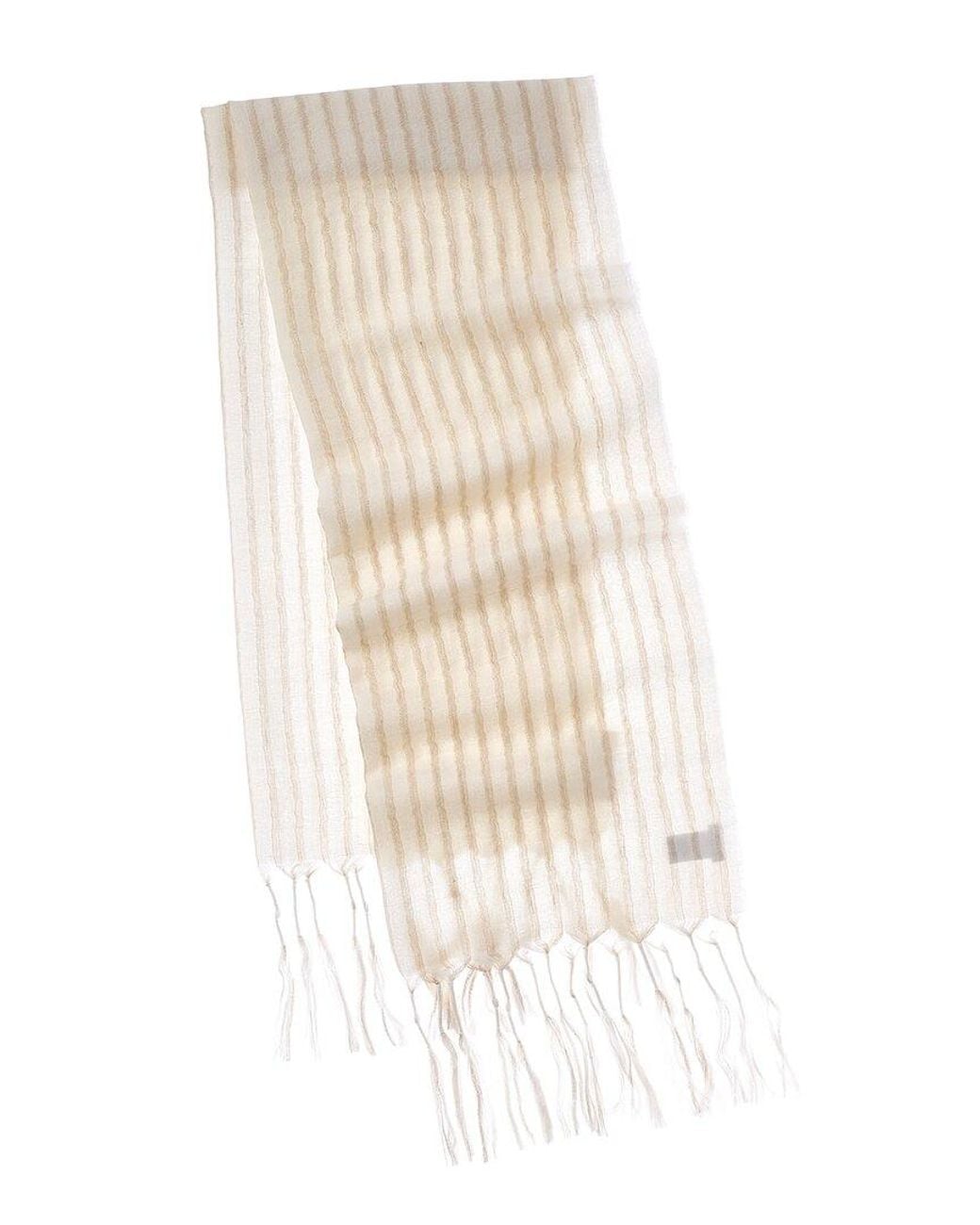Brunello Cucinelli Natural Wool & Linen-Blend Scarf