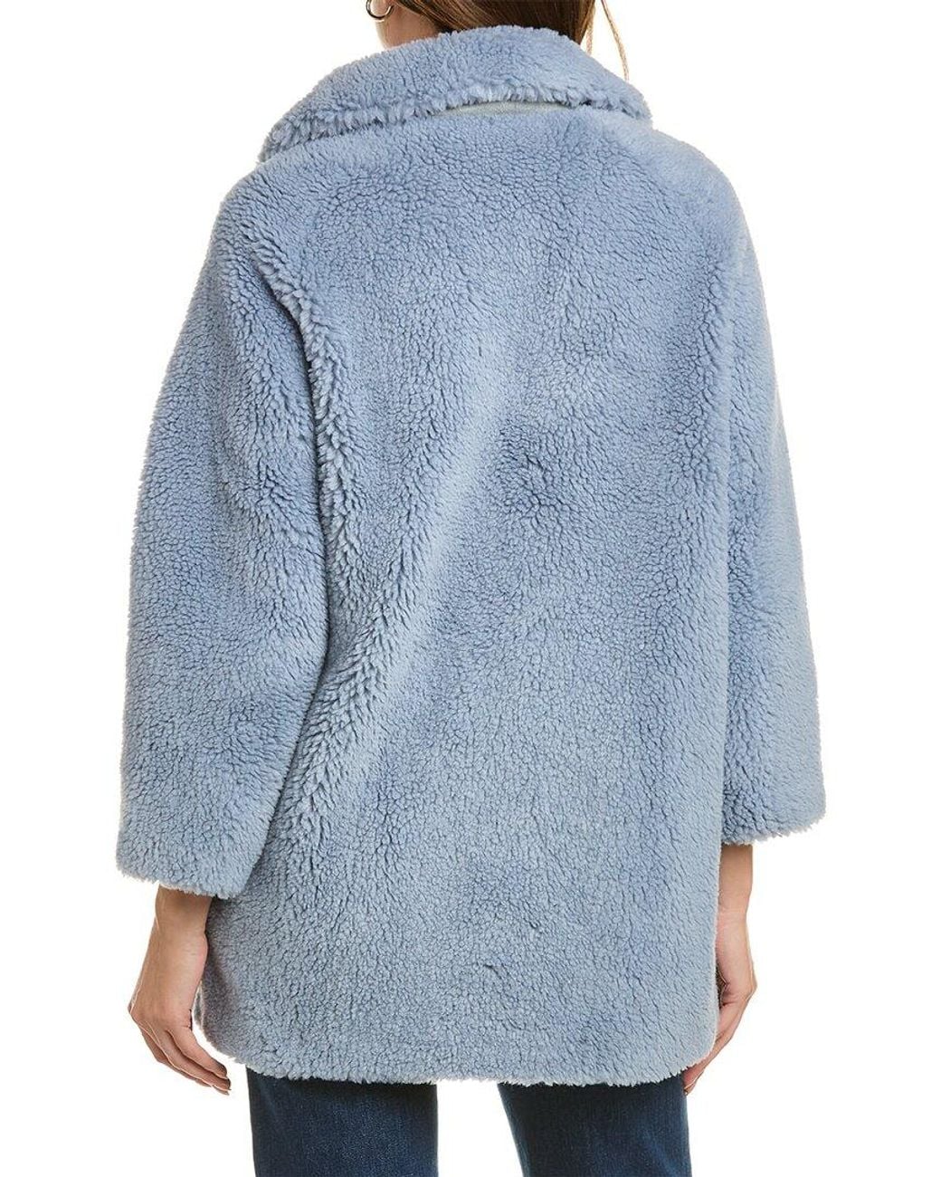 La Fiorentina Blue Oversized Wool-blend Teddy Coat