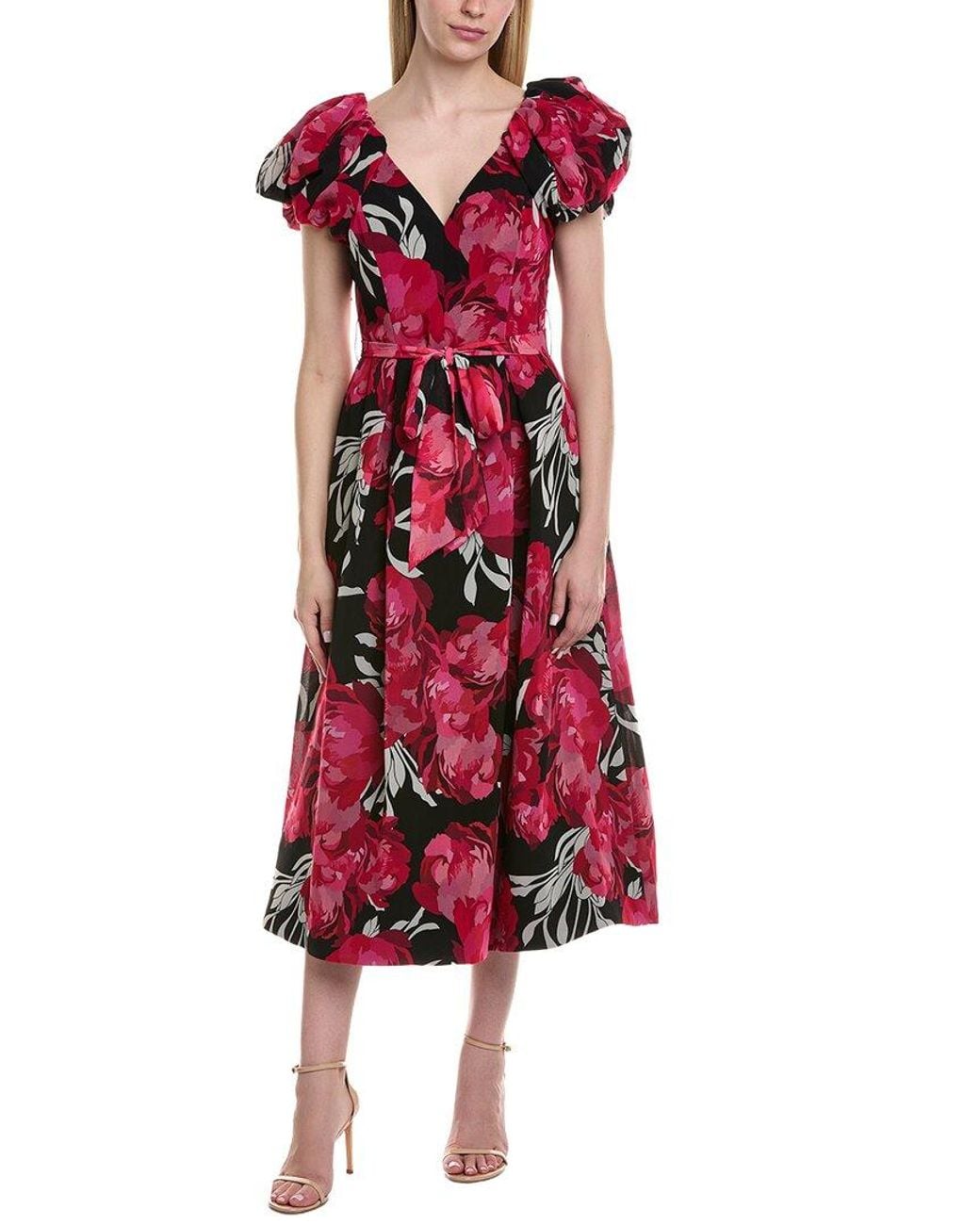Teri Jon Red Midi Dress
